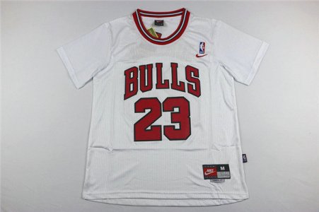 Maillot De Basket Chicago Bulls Michael Jordan 23 Manches Courtes Blanc